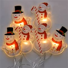 Solight LED okenní řetěz sněhuláci, 6x LED, přísavný, 120cm, 2x AA