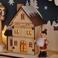 Solight LED adventní kalendář - horská chata, 10x LED, 50x40cm, 2x AA