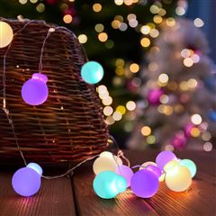 Solight LED vánoční řetěz barevné koule, 40x LED, 4m, 2x AA