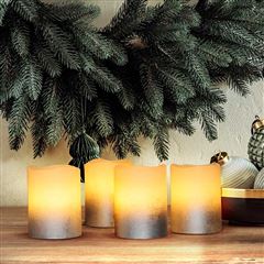 Solight sada LED svíček s časovačem, 4x svíčka, 6,5cm, stříbrná barva, 4xCR2032 součástí