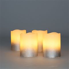 Solight sada LED svíček s časovačem, 4x svíčka, 6,5cm, stříbrná barva, 4xCR2032 součástí
