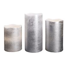 Solight sada LED svíček, 3x svíčka, 10/13/16cm, stříbrná barva, 3x AAA