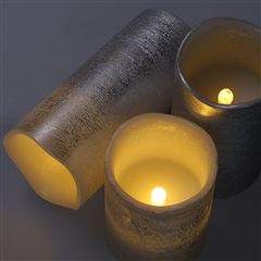 Solight sada LED svíček, 3x svíčka, 10/13/16cm, stříbrná barva, 3x AAA