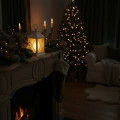 Solight LED vánoční lucerna bílá, 20cm, časovač, 2x AA