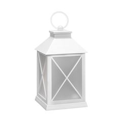 Solight LED vánoční lucerna bílá, 20cm, časovač, 2x AA