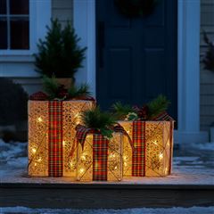 Solight sada 3 LED vánočních dárků, 48x LED, IP44, 230V