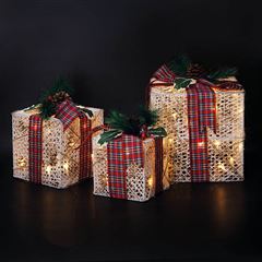 Solight sada 3 LED vánočních dárků, 48x LED, IP44, 230V