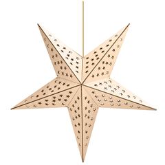 Solight LED dřevěná vánoční hvězda, závěsná, časovač, 20x LED, 65cm, 2x AA