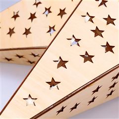 Solight LED dřevěná vánoční hvězda, závěsná, časovač, 20x LED, 65cm, 2x AA