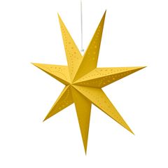 Solight LED vánoční hvězda zlatá, závěsná, časovač, 60cm, 20x LED, 2x AA
