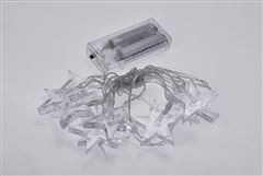 Solight LED vánoční řetěz, hvězdy, 1,5m, 10x LED, 2x AA, bílé světlo