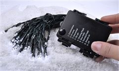 Solight LED venkovní vánoční řetěz, 50LED, 5m, 8 funkcí, IP44. 3x AA, studená bílá