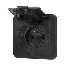 Solight vestavná podlahová zásuvka, IP55, matná černá, obdélníkové víčko