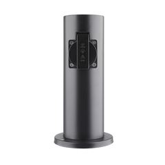 Solight zahradní sloupek IP44, nerez ocel, 2 zásuvky, válec, černý