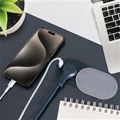 Solight 1z + USB A+C 20W PD vestavná zásuvka s posuvným víčkem, 2m, stříbrná