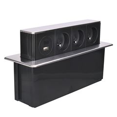 Solight 3z + USB A+C 20W PD výsuvný blok zásuvek, 2m, nerez ocel