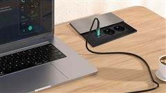 Solight vestavný blok zásuvek s posuvným krytem, 2 zásuvky, USB A+C 65W PD, 2m, stříbrný