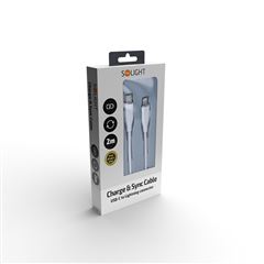Solight USB-C/Lightning kabel, USB-C konektor - Lightning konektor, silikon, 2m