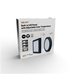 Solight LED mini panel CCT, přisazený, 12W, 900lm, 3000K, 4000K, 6000K, kulatý, černá barva