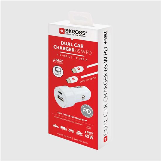 SKROSS USB A+C nabíjecí autoadaptér Dual Car Charger, 65W PD