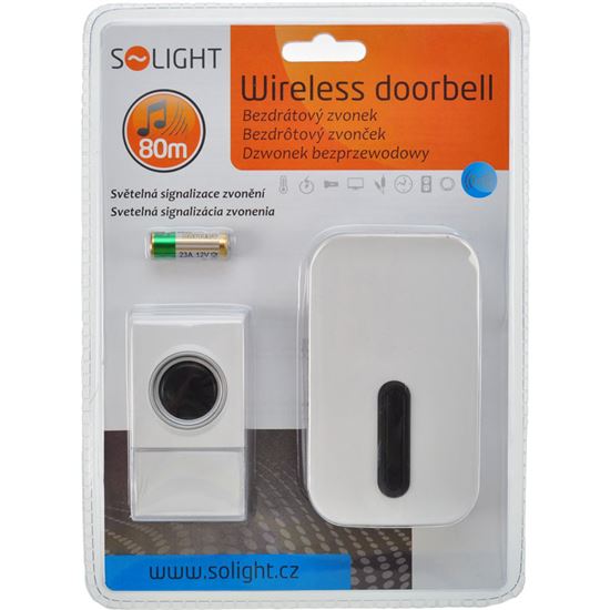 Solight bezdrátový zvonek, do zásuvky, 80m, bílý