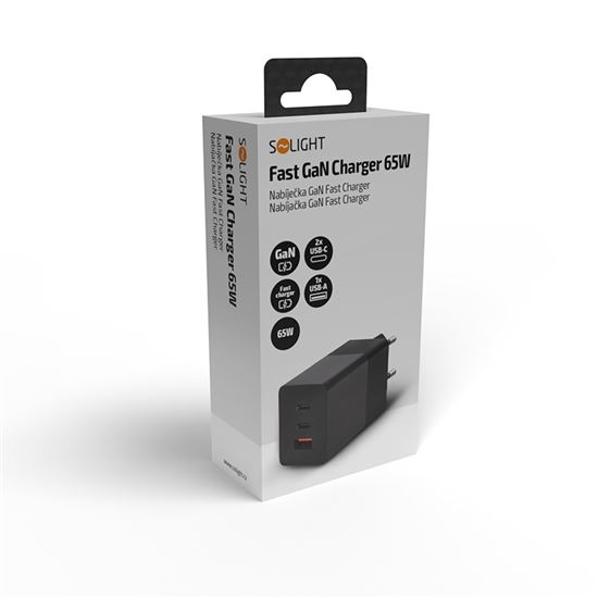 Solight nabíječka GaN fast charger 65W