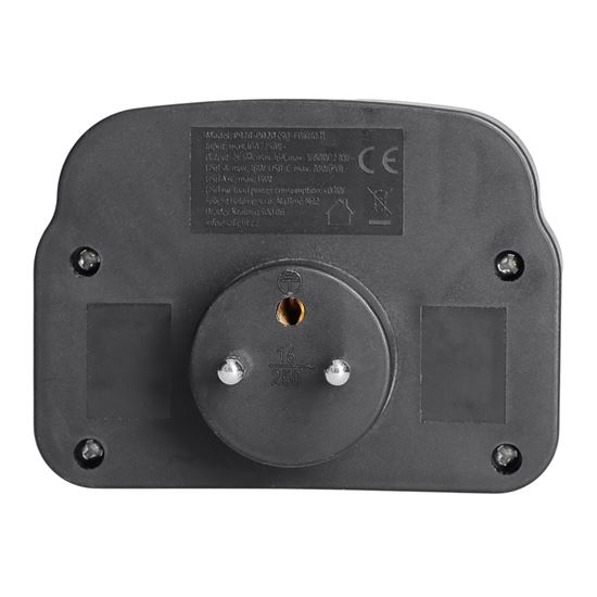 Solight rozbočka 2 x 16A, USB A+C rychlonabíječka 20W PD, černá, vypínač