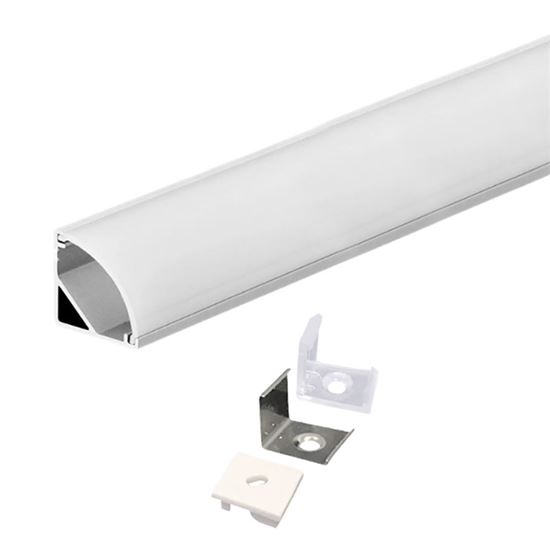 Solight hliníková lišta pro LED pásky, rohová, 16x16mm, mléčný difuzor, 1m