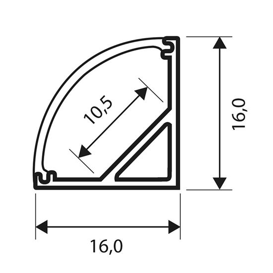 Solight hliníková lišta pro LED pásky, rohová, 16x16mm, mléčný difuzor, 1m