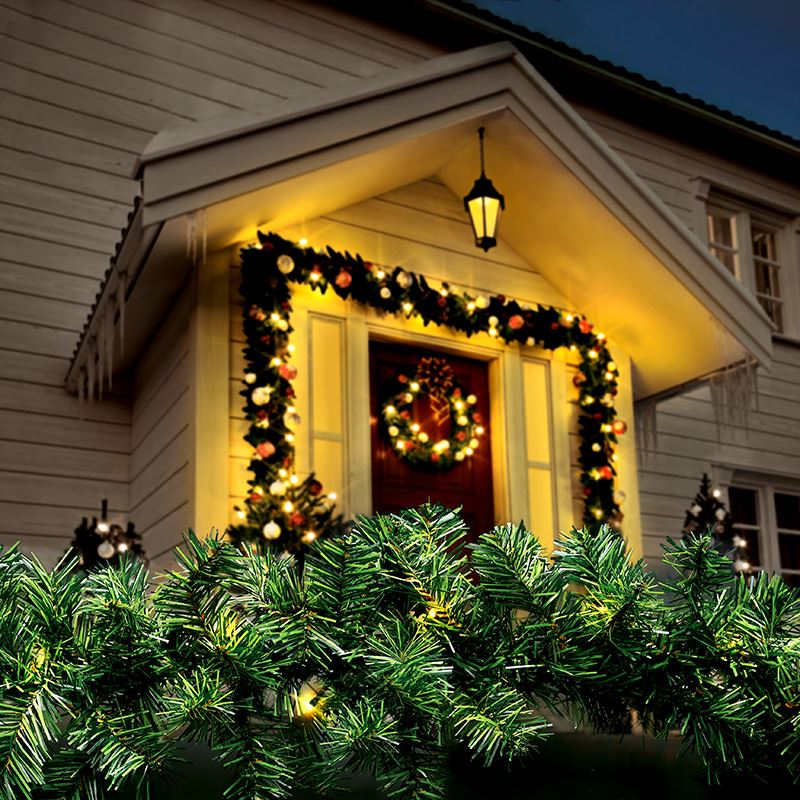 Solight LED vánoční girlanda s jehličím, 7m, 112x LED, časovač, 230V, IP44