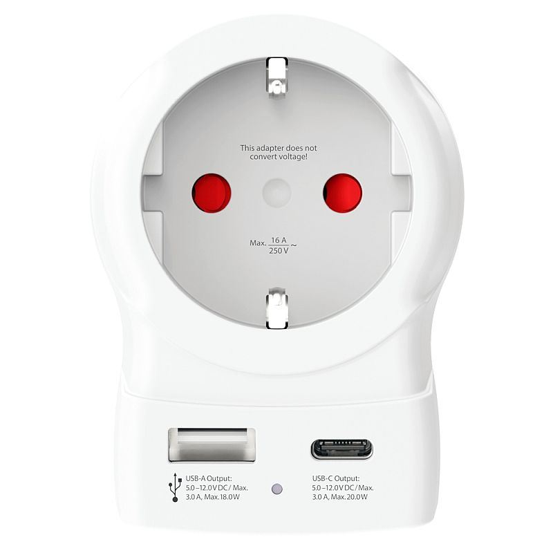 SKROSS cestovní adaptér s USB A+C 20W do Spojených států, typ B